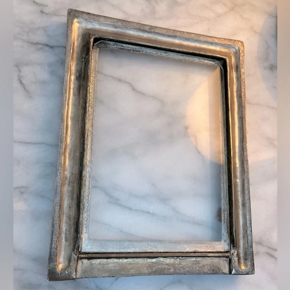 Vintage Brass Baroque Photo Frame Ornate Gold Tone 5x3.5 Glass Front Heavy